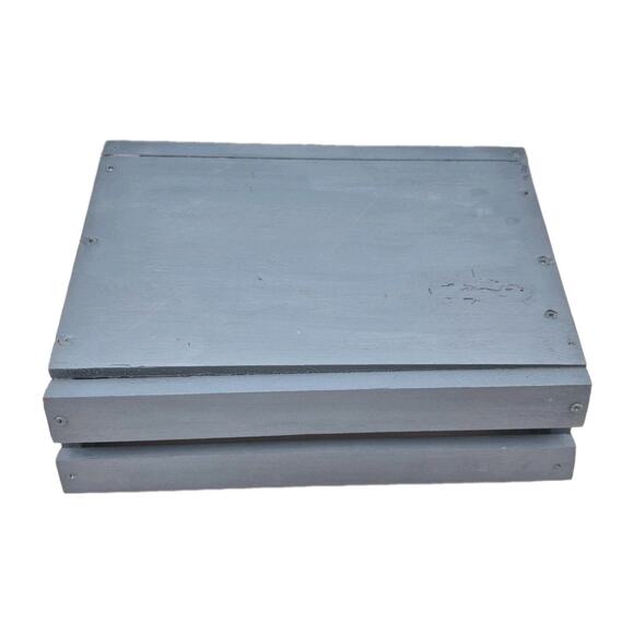 Handcrafted Country Blue Wood Crate Heart Cutouts 12x9x5" - Picture 6 of 9